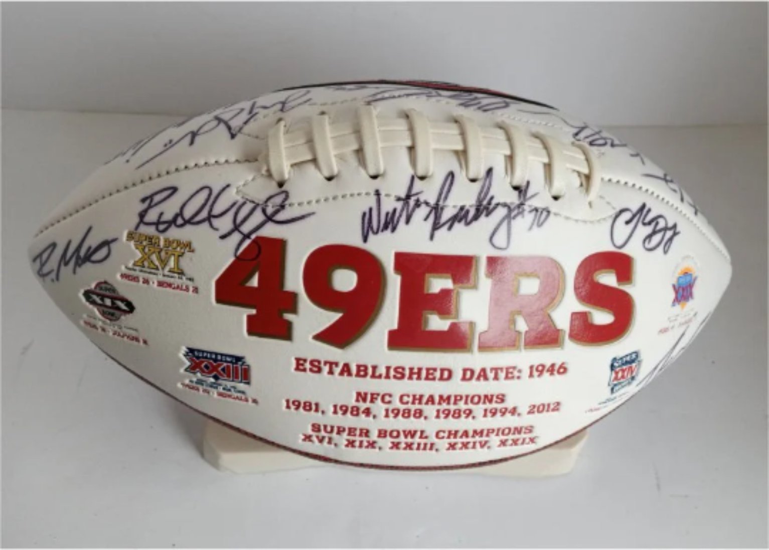 Jimmy Garoppolo, George Kittles San Francisco 49ers 2019 NFC champions team signed full size football