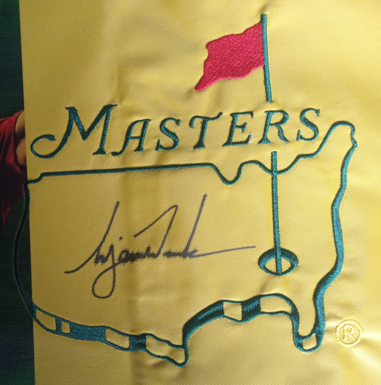 Tiger Woods one of a kind Masters Golf pin flag signed with proof