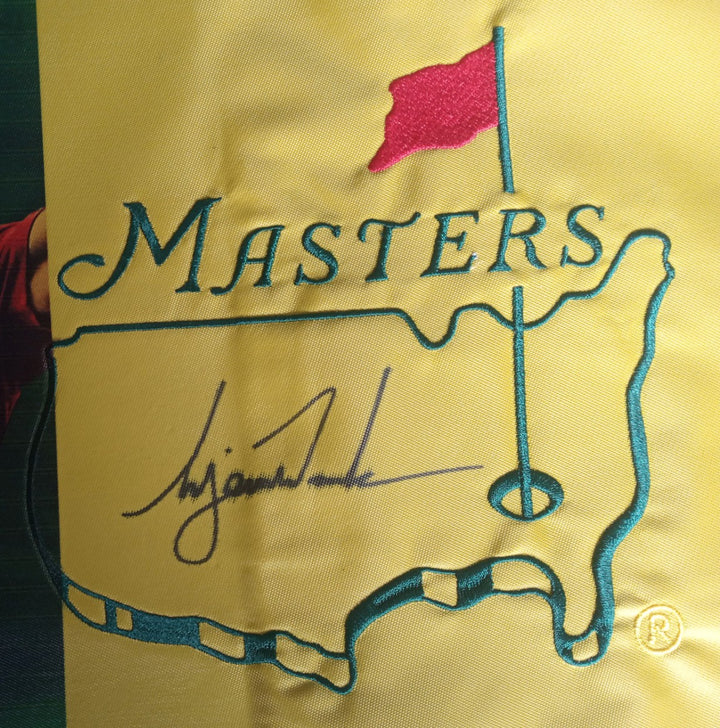 Tiger Woods one of a kind Masters Golf pin flag signed with proof - Awesome Artifacts 