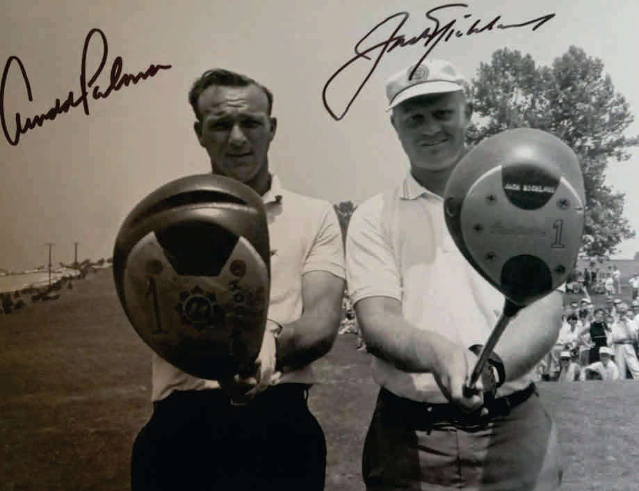 Jack Nicklaus and Arnold Palmer 8 x 10 frame signed with proof