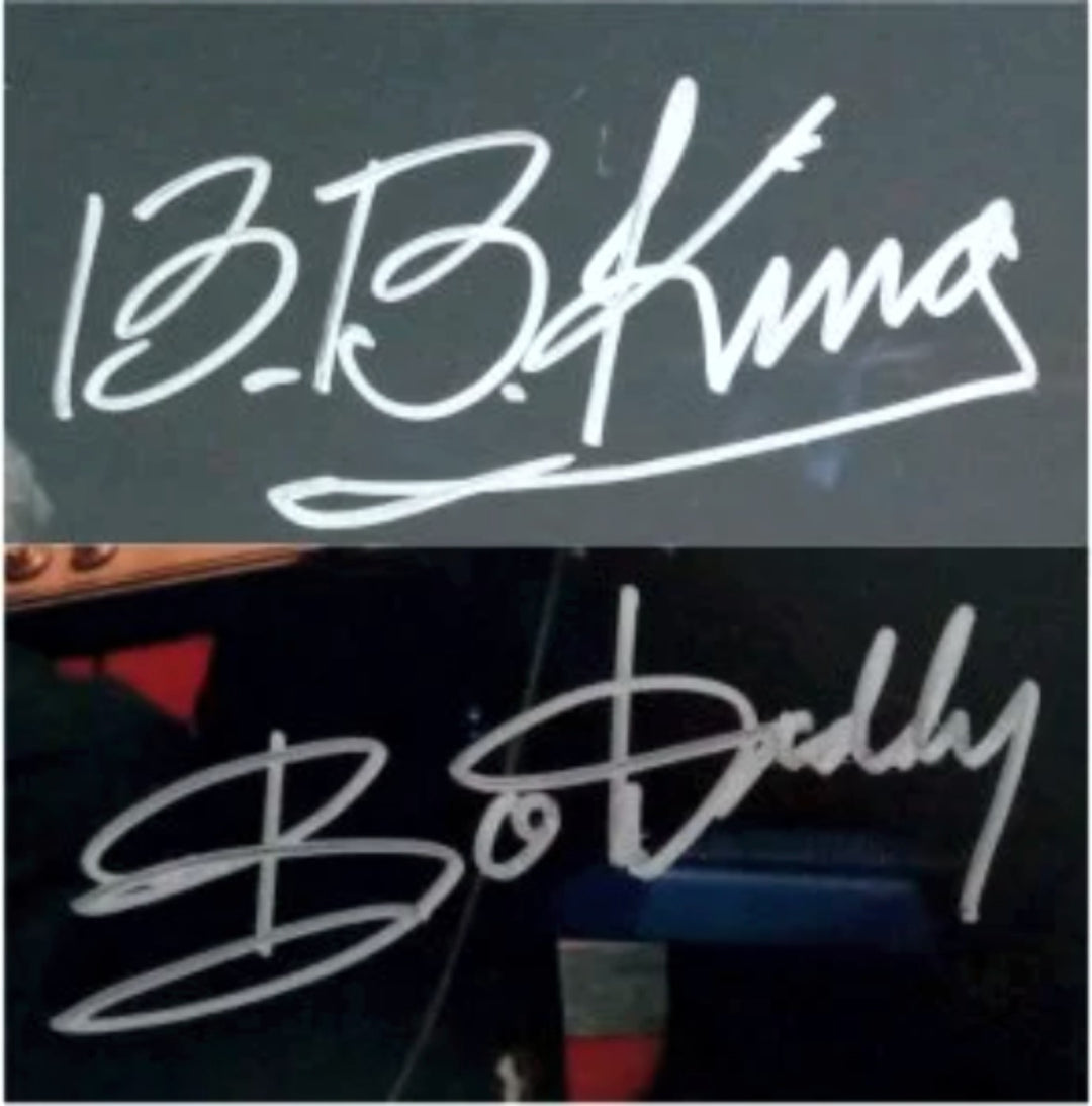 Riley BB King and Bo Diddley 8 by 10 signed photo with proof - Awesome Artifacts 