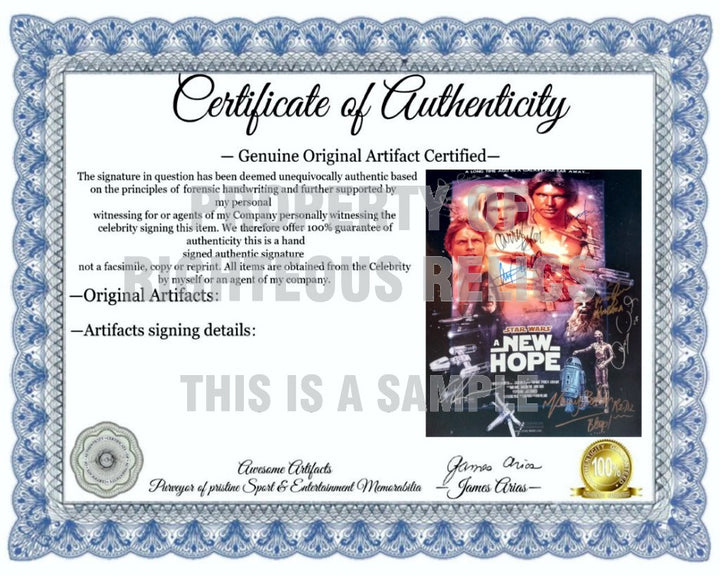 Star Wars A New Hope Carrie Fisher Mark Hamill Harrison Ford George Lucas 16 x 20 photo signed with proof - Awesome Artifacts 