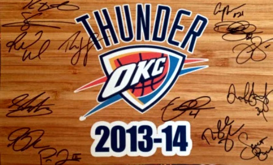 Russell Westbrook Kevin Durant Oklahoma City Thunder 2013 14 team signed 16 x 20 photo