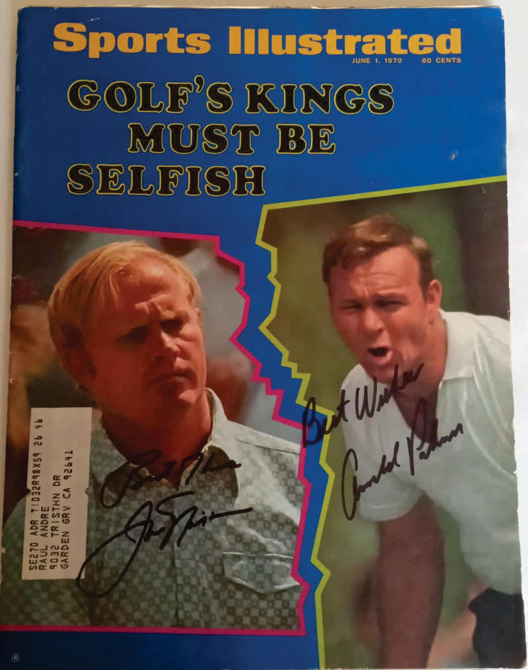Jack Nicklaus and Arnold Palmer Sports Illustrated signed with proof