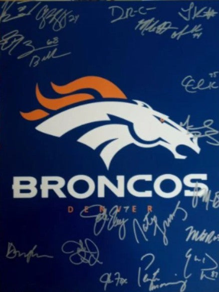 2014 AFC Champion Denver Broncos Peyton Manning, John Elway, Von Miller team signed 16 x 20 photo with proof