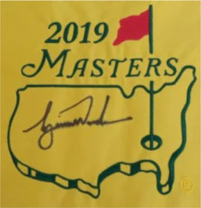 Tiger Woods 2019 Masters flag signed with proof