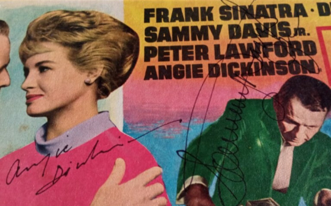 Sammy Davis jr. Frank Sinatra Dean Martin Peter Lawford and Angie Dickinson original lobby card signed