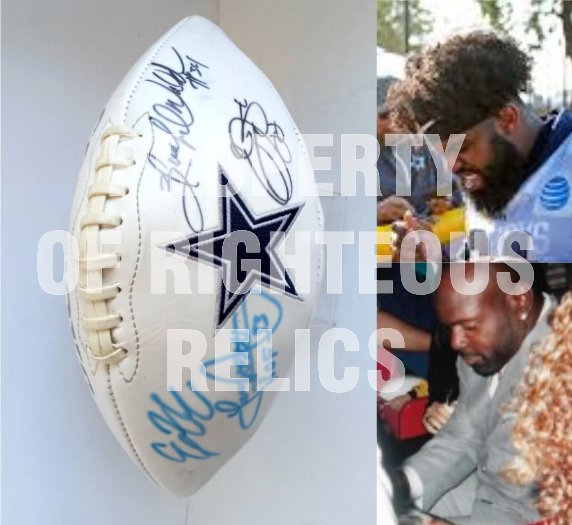 Ezekiel Elliott, Tony Dorsett, Herschel Walker and Emmitt Smith Dallas Cowboys football signed with proof