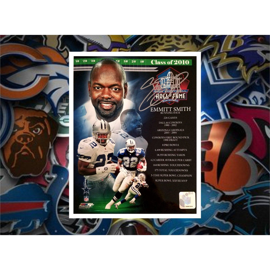 Emmitt Smith Dallas Cowboys 8x10 photo sign with proof