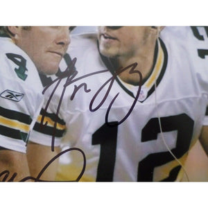 Green Bay Packers Brett Favre and Aaron Rodgers 8 by 10 signed photo
