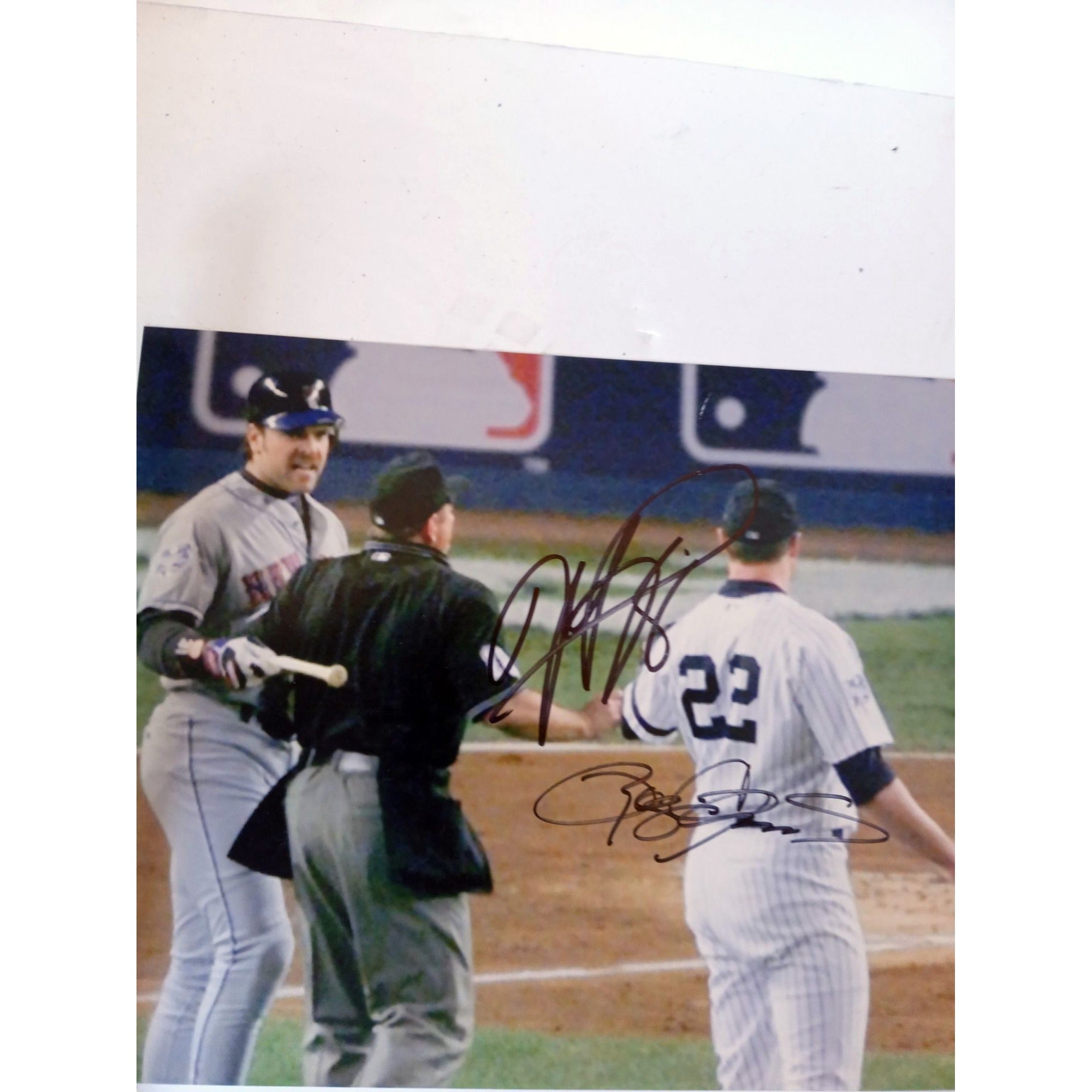 Mike Piazza and Roger Clemens 8 by 10 signed photo