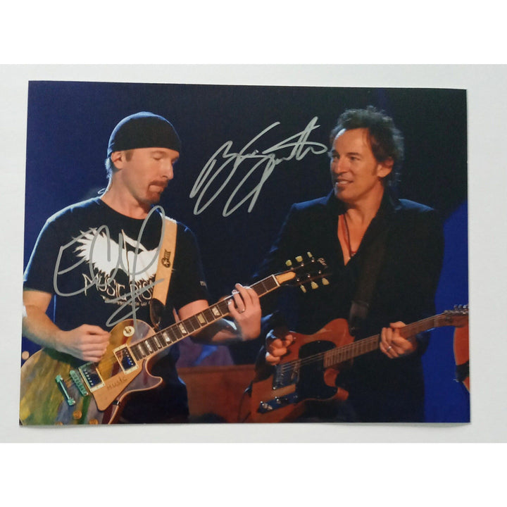 The Edge David Howell Evans and Bruce Springsteen 8 by 10 signed photo with proof - Awesome Artifacts 