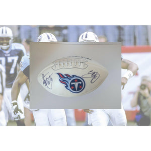 Tennessee Titans Steve McNair and Eddie George signed football with proof