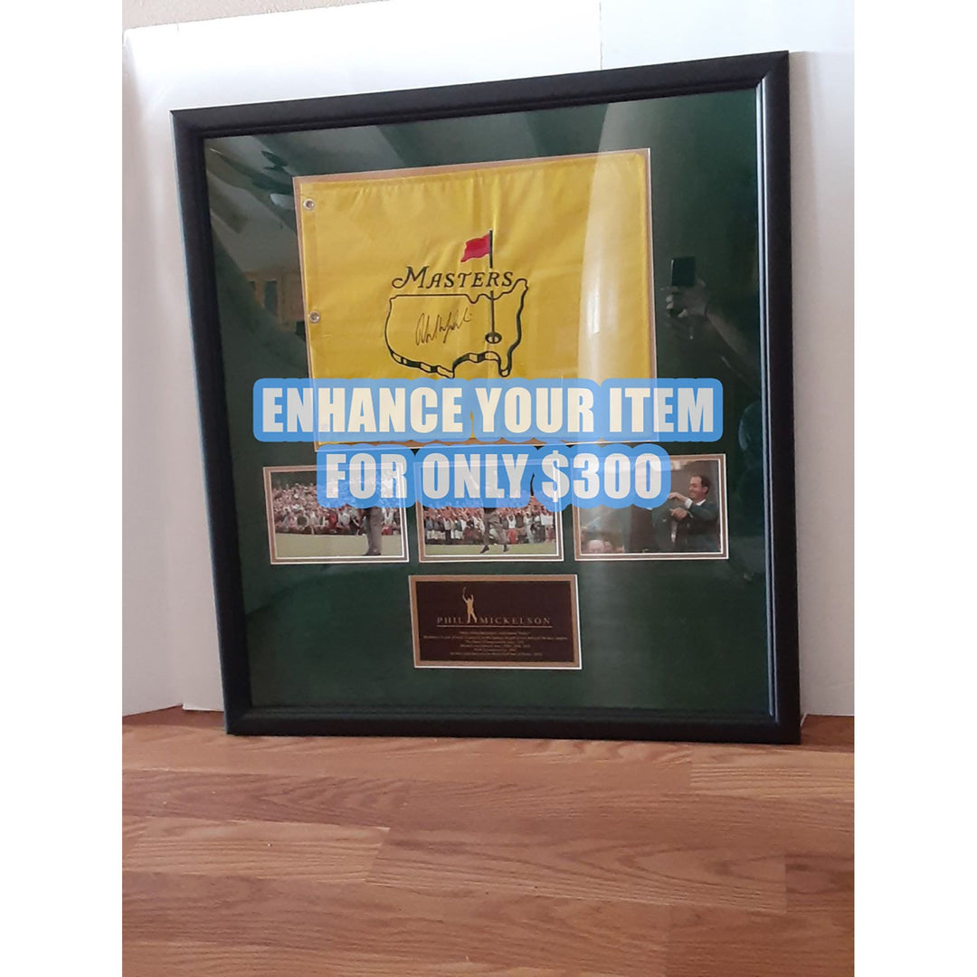 Jack Nicklaus and Tiger Woods Masters pin flag signed with proof