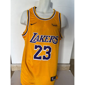 Nike Lebron James Lakers White Swingman Jersey Size 50 Wish logo