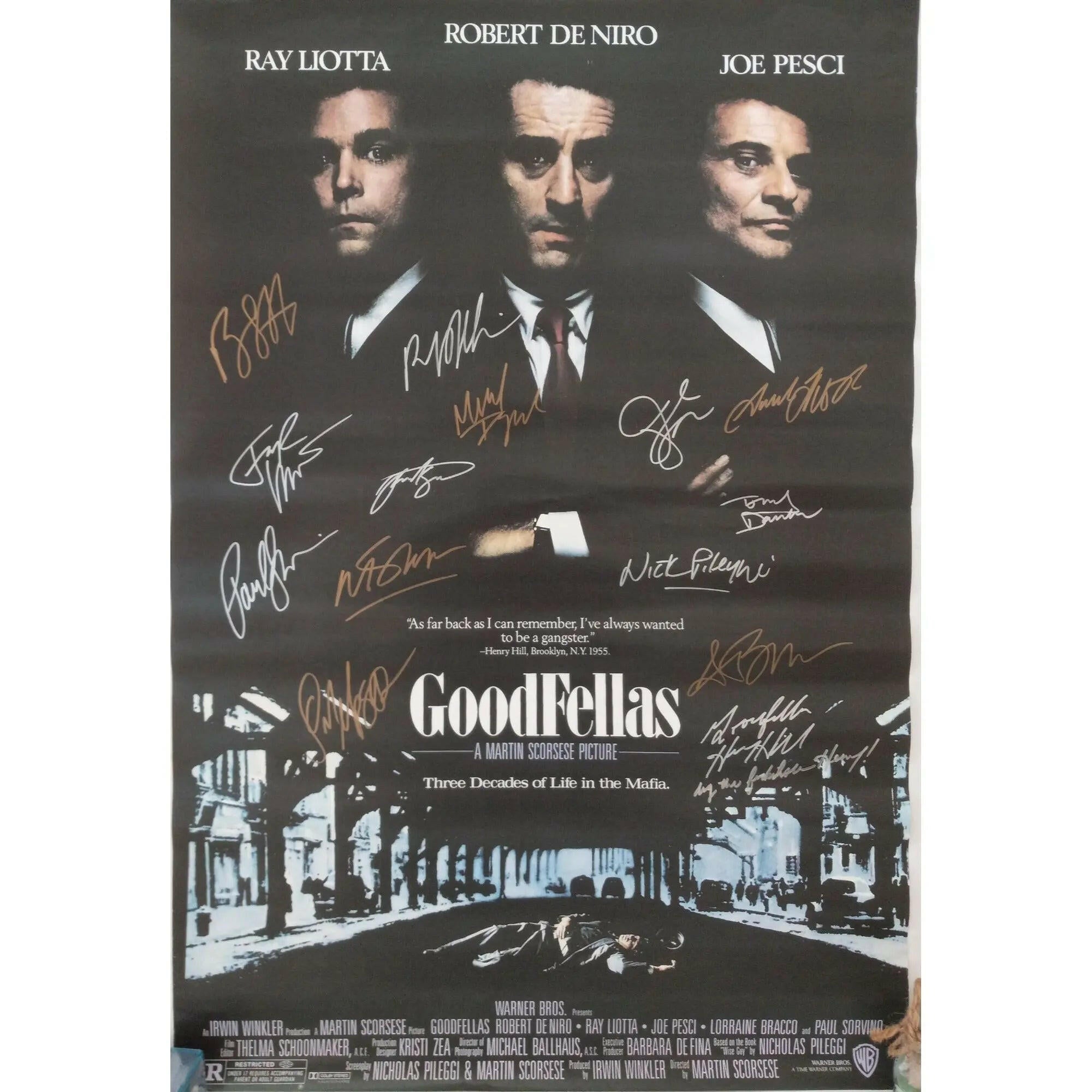 Robert De Niro, Ray Liotta, Henry Hill, Joe Pesci, Goodfellas 24x36 movie poster signed with proof signed with proof