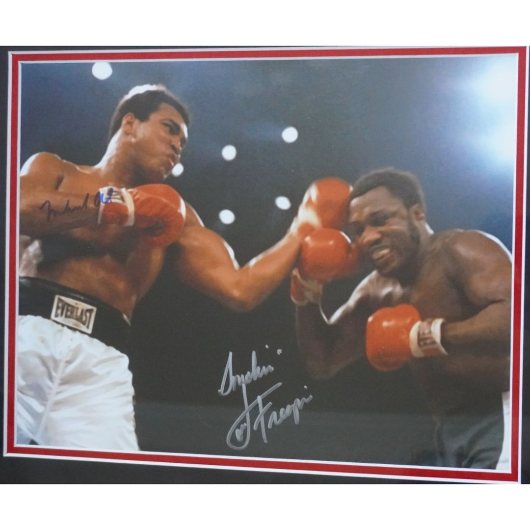 Muhammad Ali and Smokin Joe Frazier 11 by 14 photo signed and framed with proof - Awesome Artifacts 