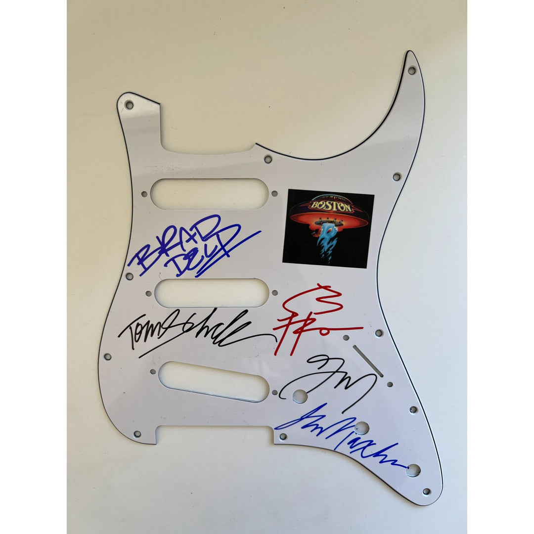 Boston Brad Delp Tom Scholz Gary Phil Jim Masada  Sib Hashian electric guitar pickguard signed