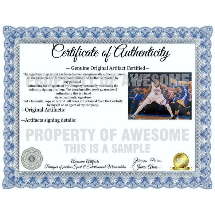 Certificate of Authenticity for Stephen Curry and Kevin Durant 8 x 10 photo signed with proof