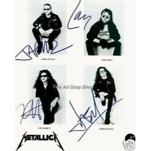 Kirk Hammett James Hetfield Lars Ulrich Jason Newsted Metallica 16 x 20 photo signed with proof