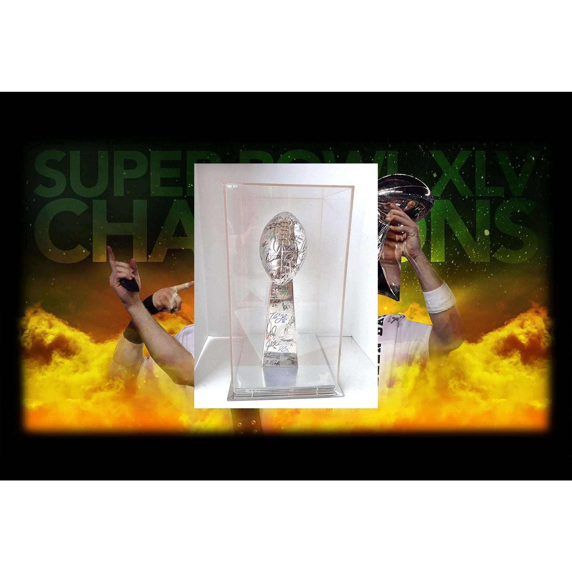 Aaron Rodgers, Green Bay Packers Lombardi trophy signed with proof