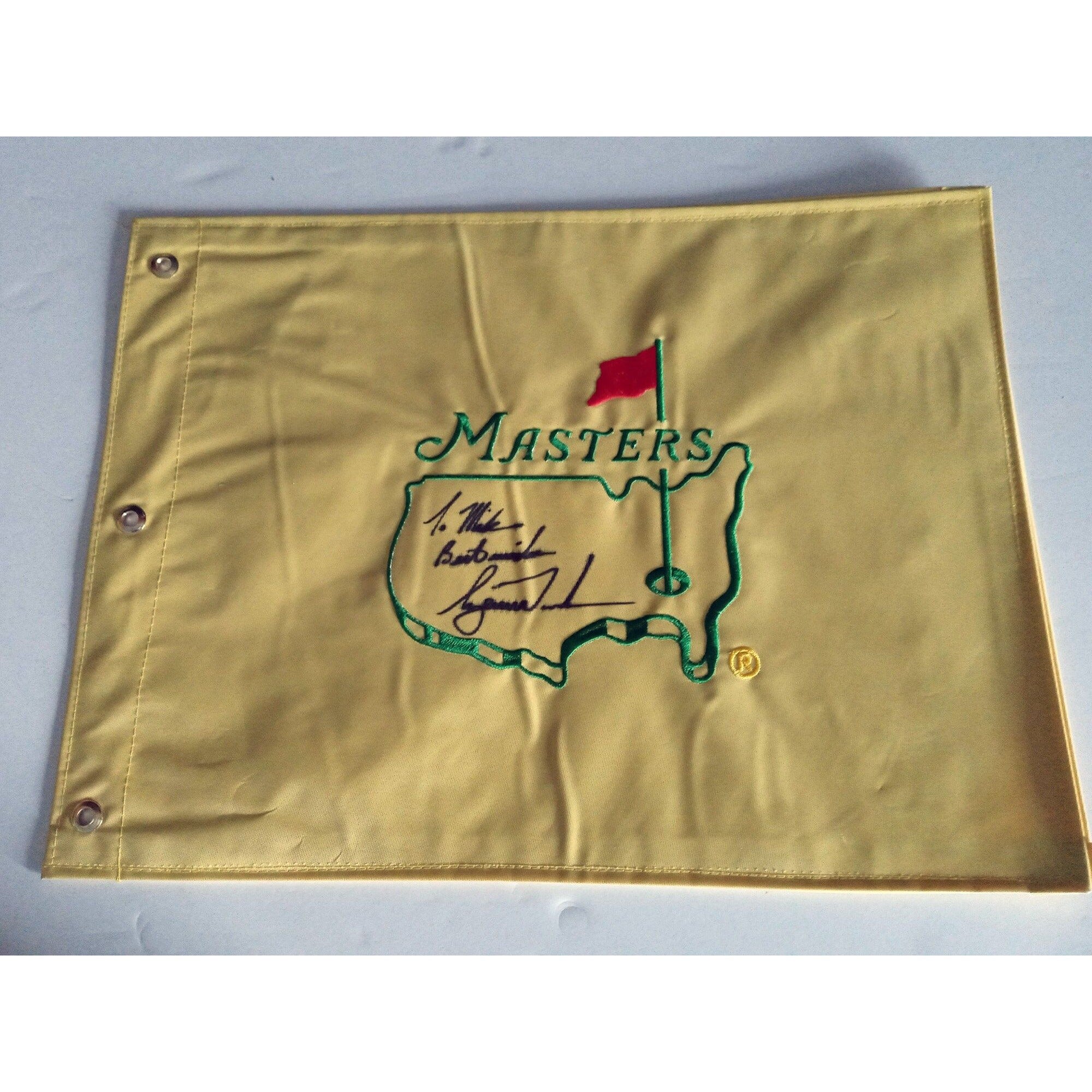 Tiger Woods personalized golf flag to Mike signed with proof
