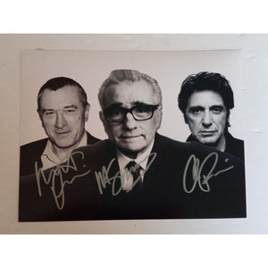 Martin Scorsese, Robert De Niro and Al Pacino 8 by 10 signed photo with proof