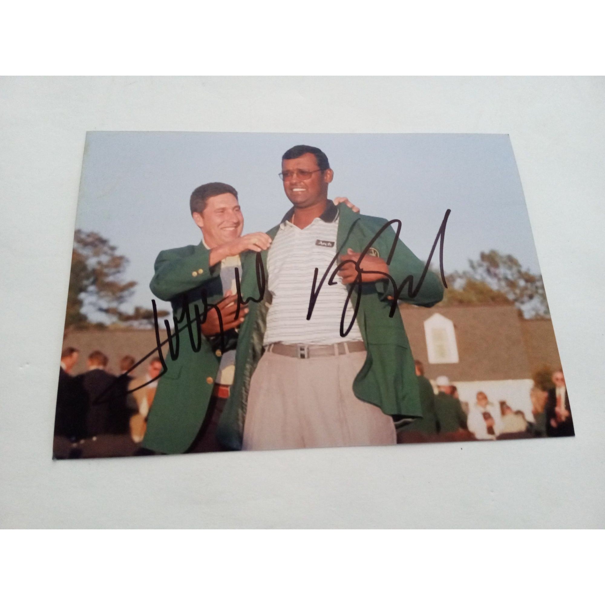 Masters golf champions Vijay Singh and Jose Maria Olazabal 5 x 7 photo signed with proof