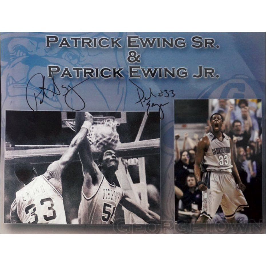 Georgetown Patrick Ewing senior and Patrick Ewing jr. 8 by 10 photo signed with proof