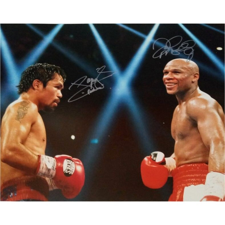 Manny Pacman Pacquiao and Floyd Money Mayweather 16 x 20 photo signed with proof needed to get
