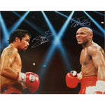 Load image into Gallery viewer, Manny Pacman Pacquiao and Floyd Money Mayweather 16 x 20 photo signed with proof needed to get
