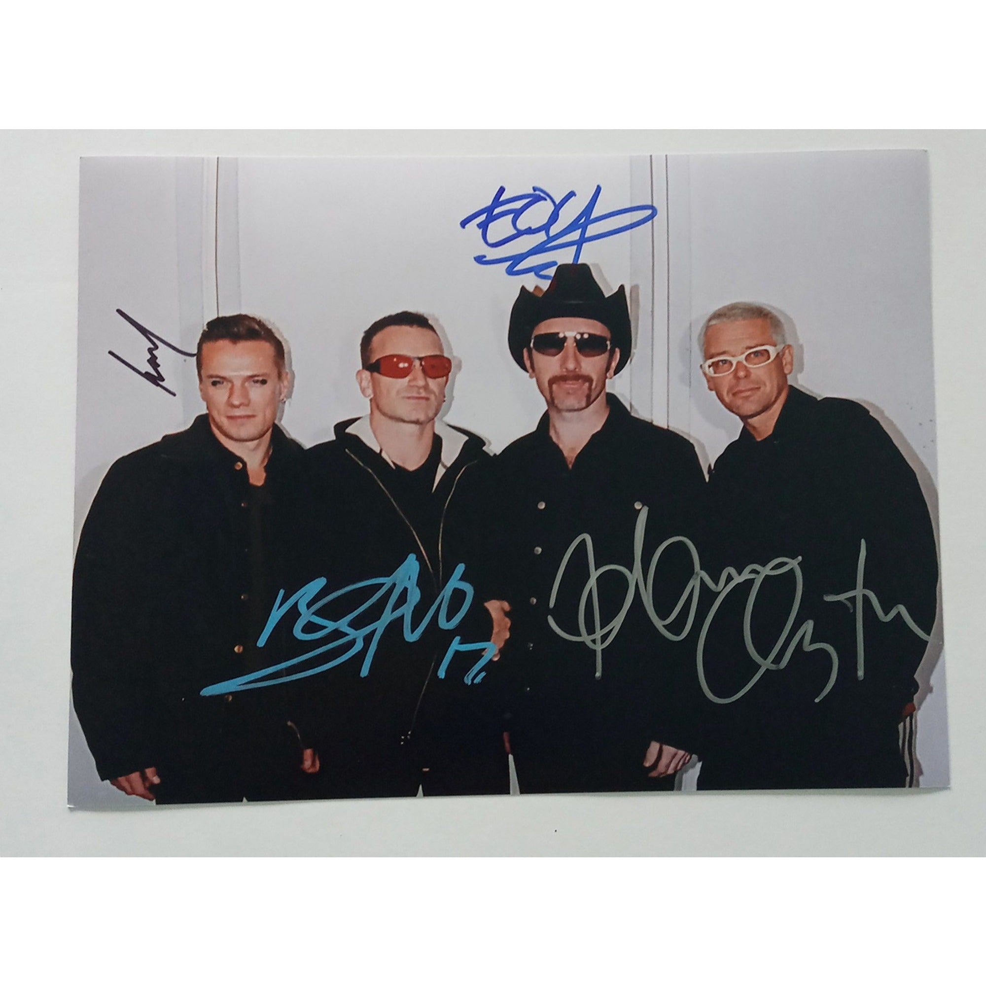 Paul Hewson "Bono", "The Edge" David Howell Evans, Adam Clayton, Larry Mullen, 8x10 signed photo