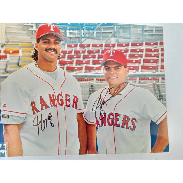 Texas Rangers Ivan Rodriguez and Juan Gonzalez 11 by 14 signed photo - Awesome Artifacts 