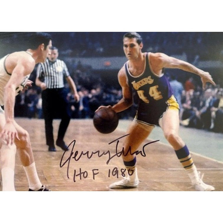 Jerry West Los Angeles Lakers 5 x 7 photo signed with proof