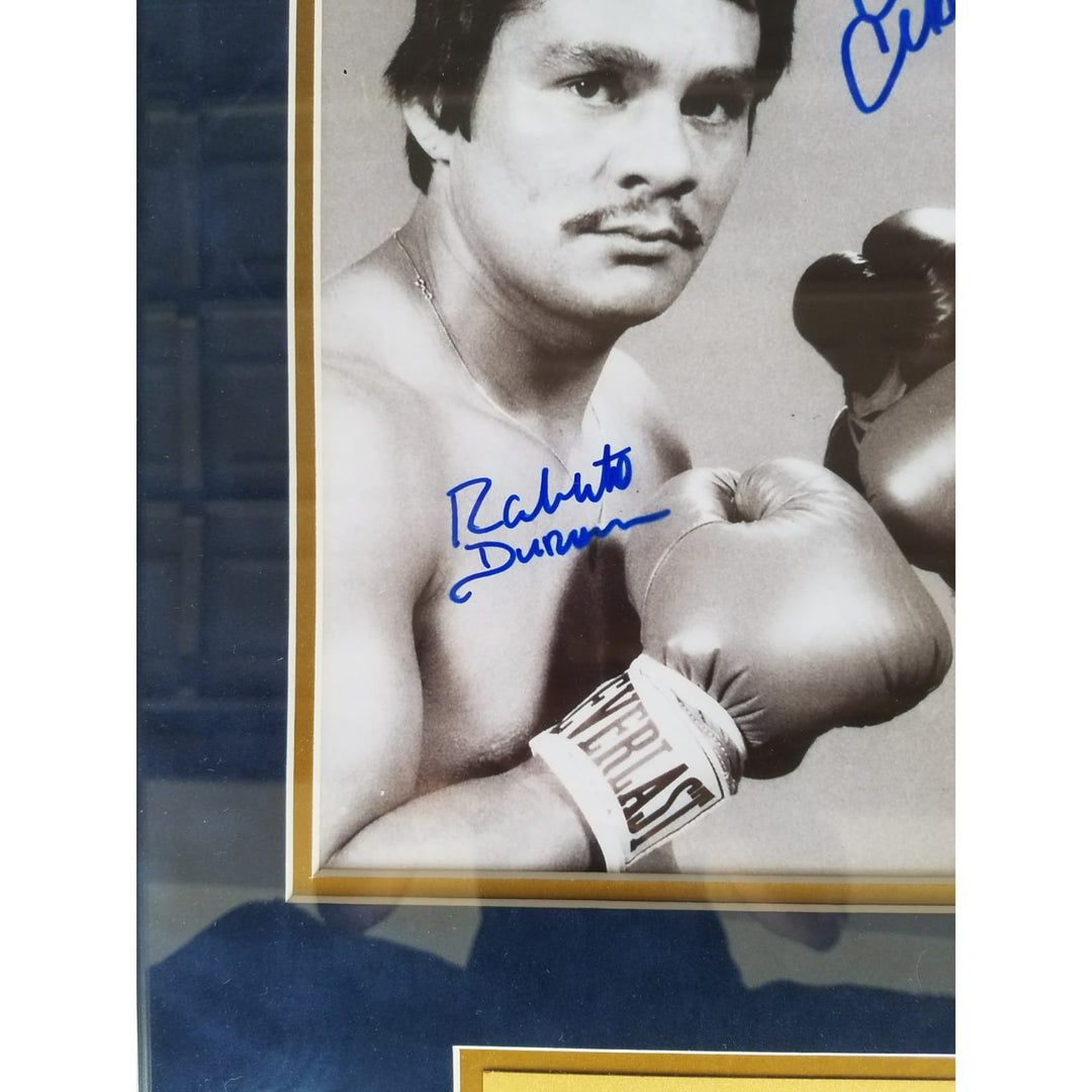 Marvin Hagler Roberto Duran 11x14 photo signed and framed with proof 24x20