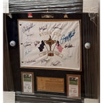 Load image into Gallery viewer, 1999 Ryder Cup Flag 31x28 framed Payne Stewart, Tiger Woods, Phil Michelson signed with proof

