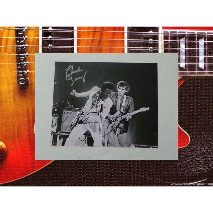 Keith Richards and Chuck Berry 8 by 10 signed photo with proof
