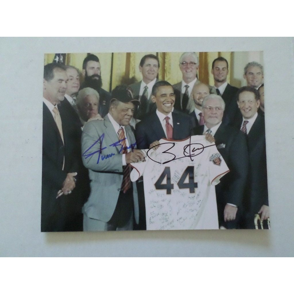 Barack Obama and Willie Mays 8 by 10 signed photo with proof
