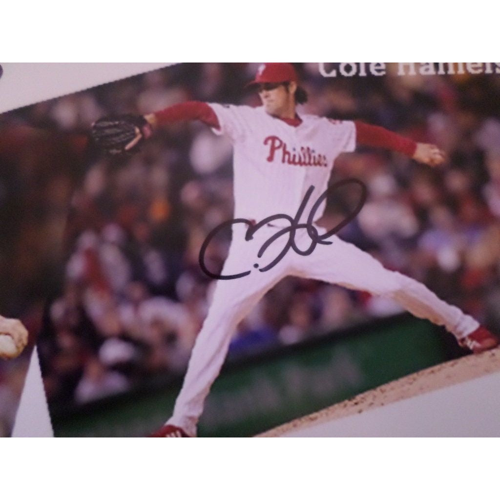 Roy Halladay Cole Hamels and Cliff Lee 8 by 10 signed photo