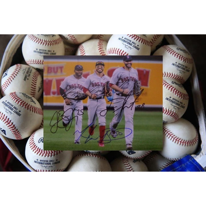 Mookie Betts Jackie Bradley jr. And J D Martinez 8 by 10 signed photo - Awesome Artifacts 