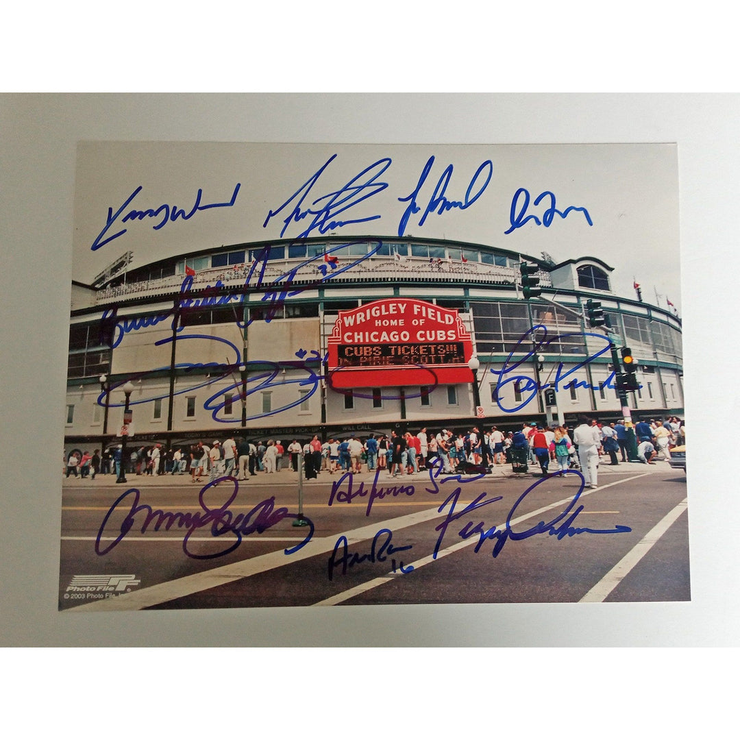 Ryne Sandberg, Bruce Sooter, Greg Maddux Chicago Cubs signed 8 by 10 photo signed with proof - Awesome Artifacts 