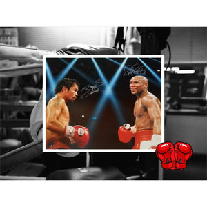 Manny Pacman Pacquiao and Floyd Money Mayweather 16 x 20 photo signed with proof needed to get