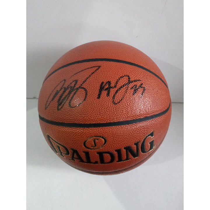 Los Angeles Lakers LeBron James and Anthony Davis signed basketball with proof - Awesome Artifacts 