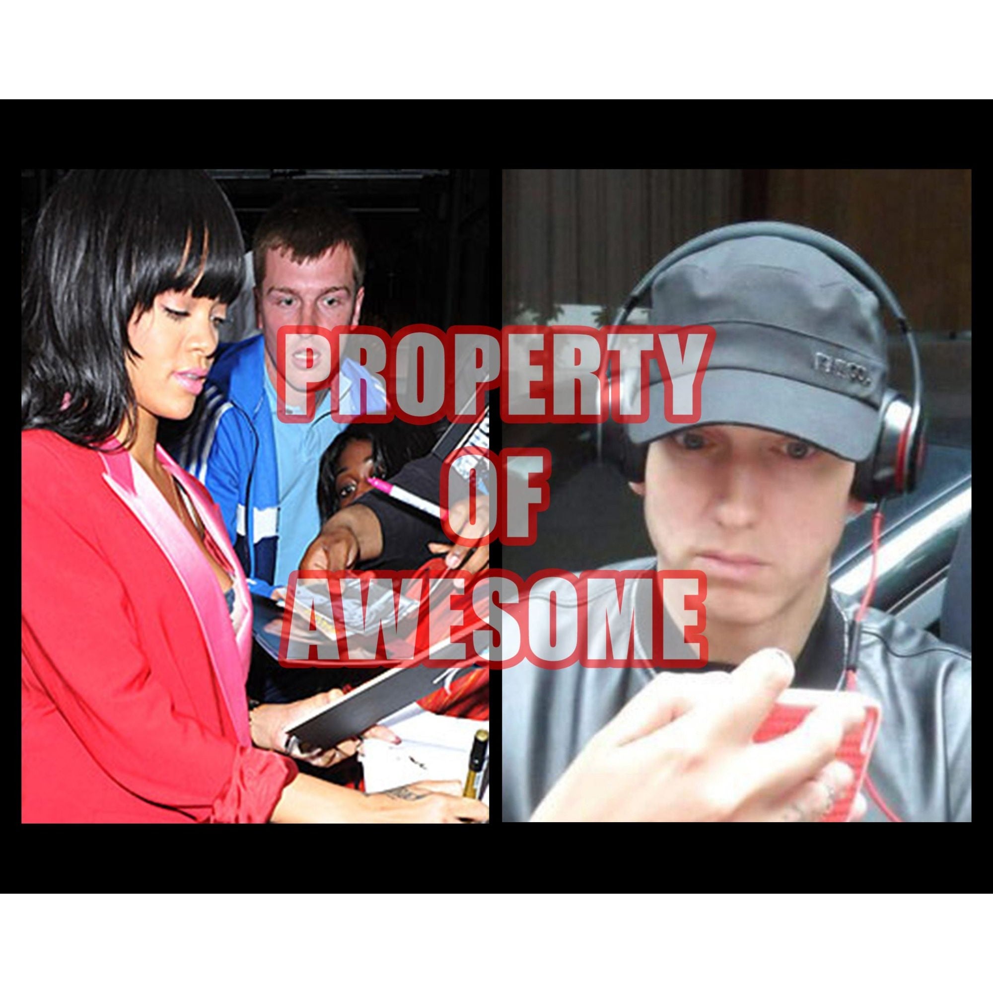 Eminem Marshall Mathers and Robyn Rihanna Fenty 8x10 signed photo with proof
