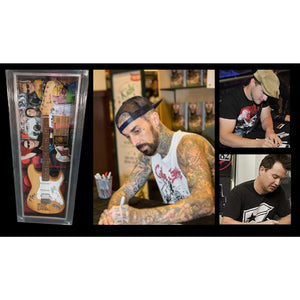 Mark Hoppus Travis Barker Brad Delonge Blink 182 electric guitar full size  signded & framed 45X18X3 with proof