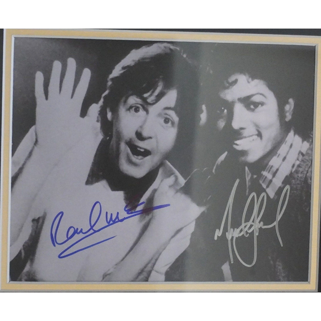 Michael Jackson and Paul McCartney 8 x 10 photo signed and framed with proof - Awesome Artifacts 