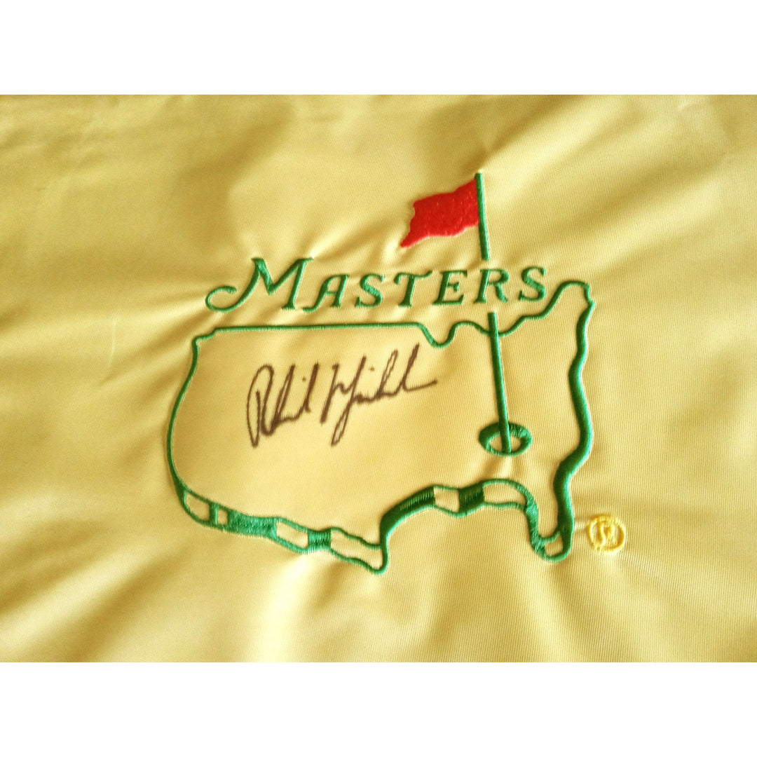 Phil Mickelson Masters Golf pin flag signed with proof - Awesome Artifacts 