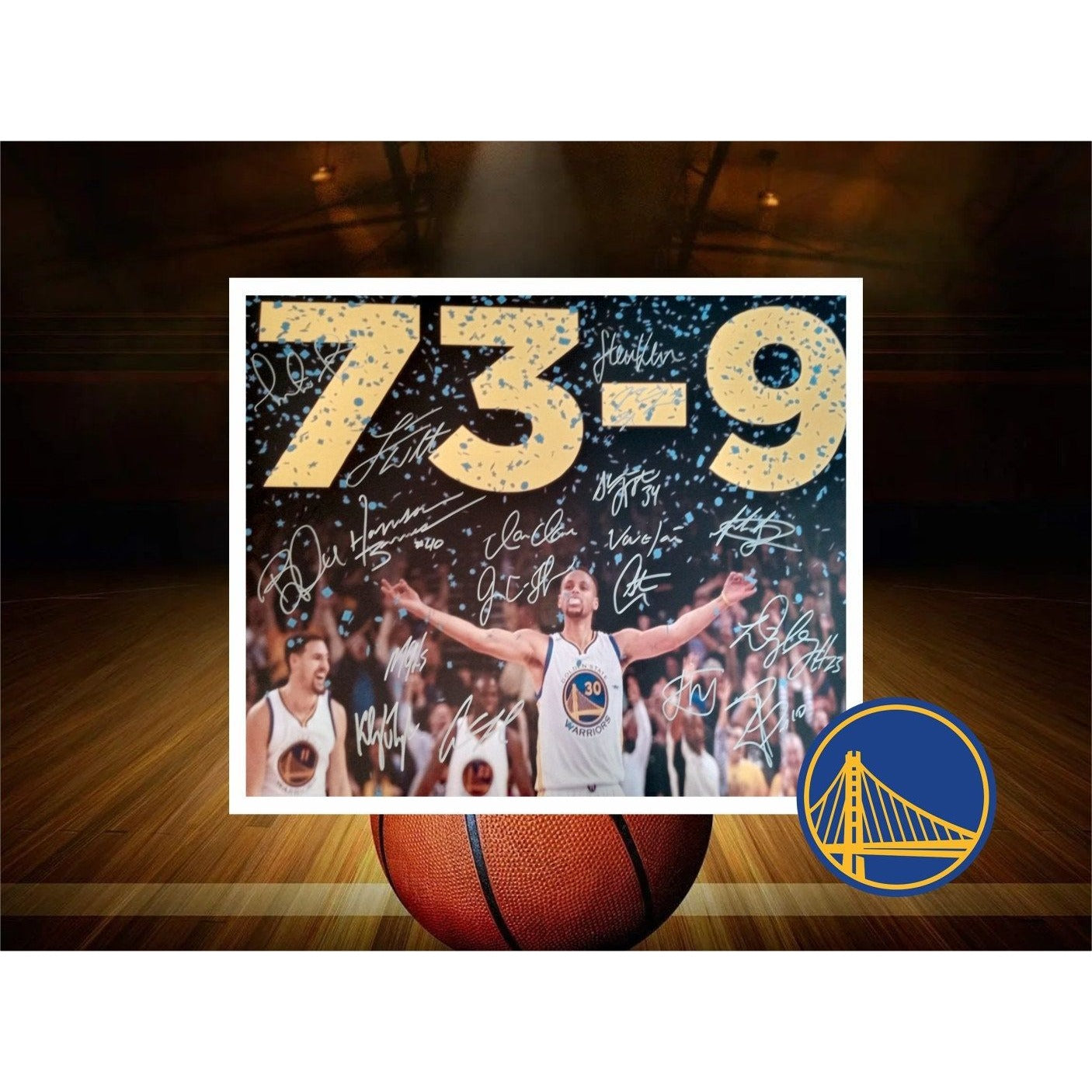 Draymond Green Steve Kerr Steph Curry Klay Thompson Golden State Warriors 16 x 20 photo signed with proof