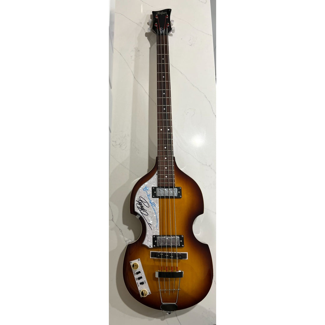 Paul McCartney and Ringo Starr Hofner bass guitar signed with proof