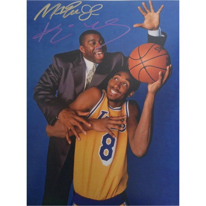 Kobe Bryant and Magic Johnson 8x 10 photo signed with proof - Awesome Artifacts 